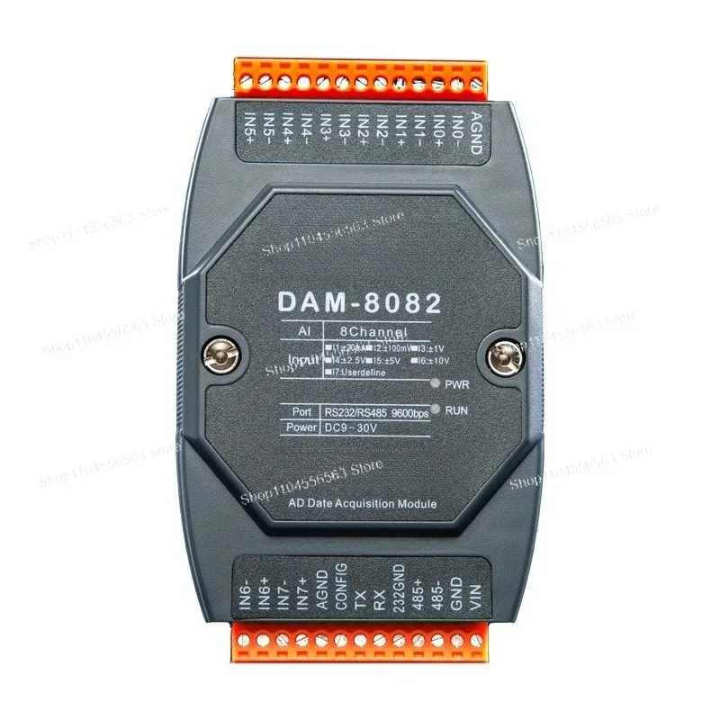 DAM8082 8-Channel Analog Acquisition Module - 24-bit High Precision 0-10V to RS485/RS232 MODBUS