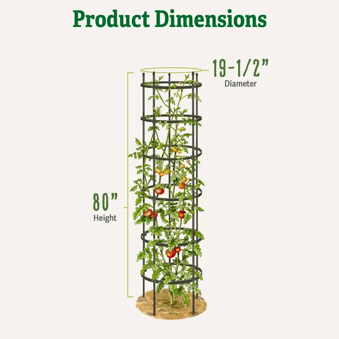 Titan Extra Tall Tomato Cages I Set of 3 - Sturdy Steel Core Plant Support Trellis for Vegetables & Climbing Plants | 19-1/2