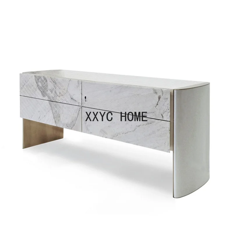 

Итальянский мягкий роскошный мраморный Кухонный буфет, настенный входной шкаф из нержавеющей стали