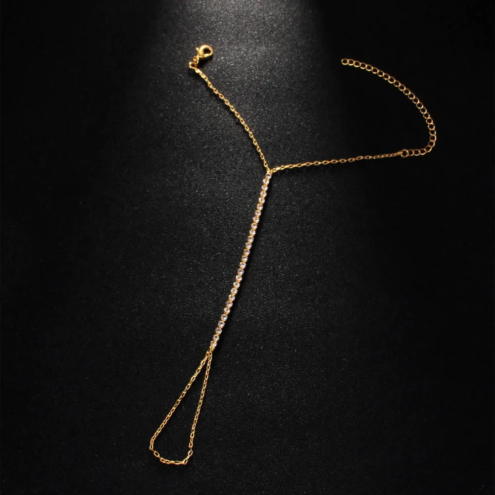 بسيطة الشرير كريستال الرقيق سلاسل للنساء بيان اكسسوارات هدية موضة Y2k حجر الراين فنجر سوار مجوهرات قابل للتعديل