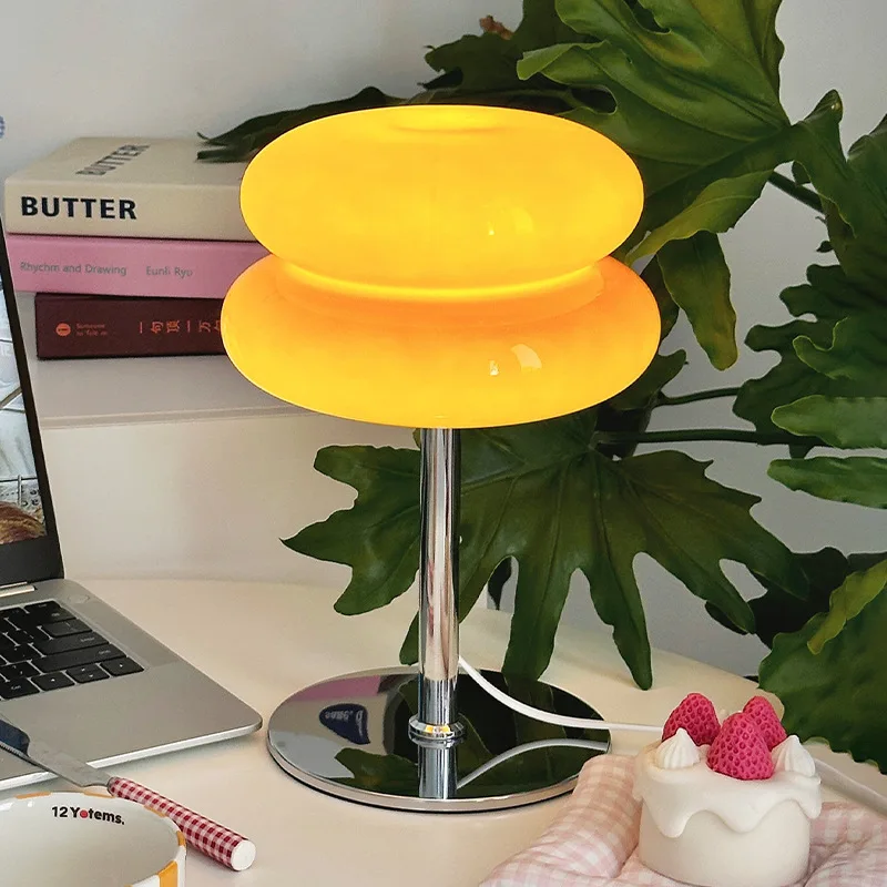Nordic Mushroom Glass Lamp Bauhaus Trichromatic Dimming Bedside Nightligh Atmosphere Lamps Eye Protection Night Light Desk Lamp