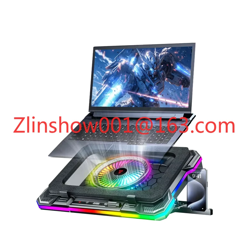 Supports 19 Inches RPM Fan Magnetic Foam Pad RGB LED 7-Level Height Adjustment Laptop Cooler