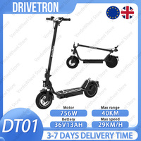 DriveTron DT01 36V 13Ah E-Scooter, 756W Motor, 40km Range & 29km/h, 10-Inch Tires, EABS & Front Disk Brake, Foldable