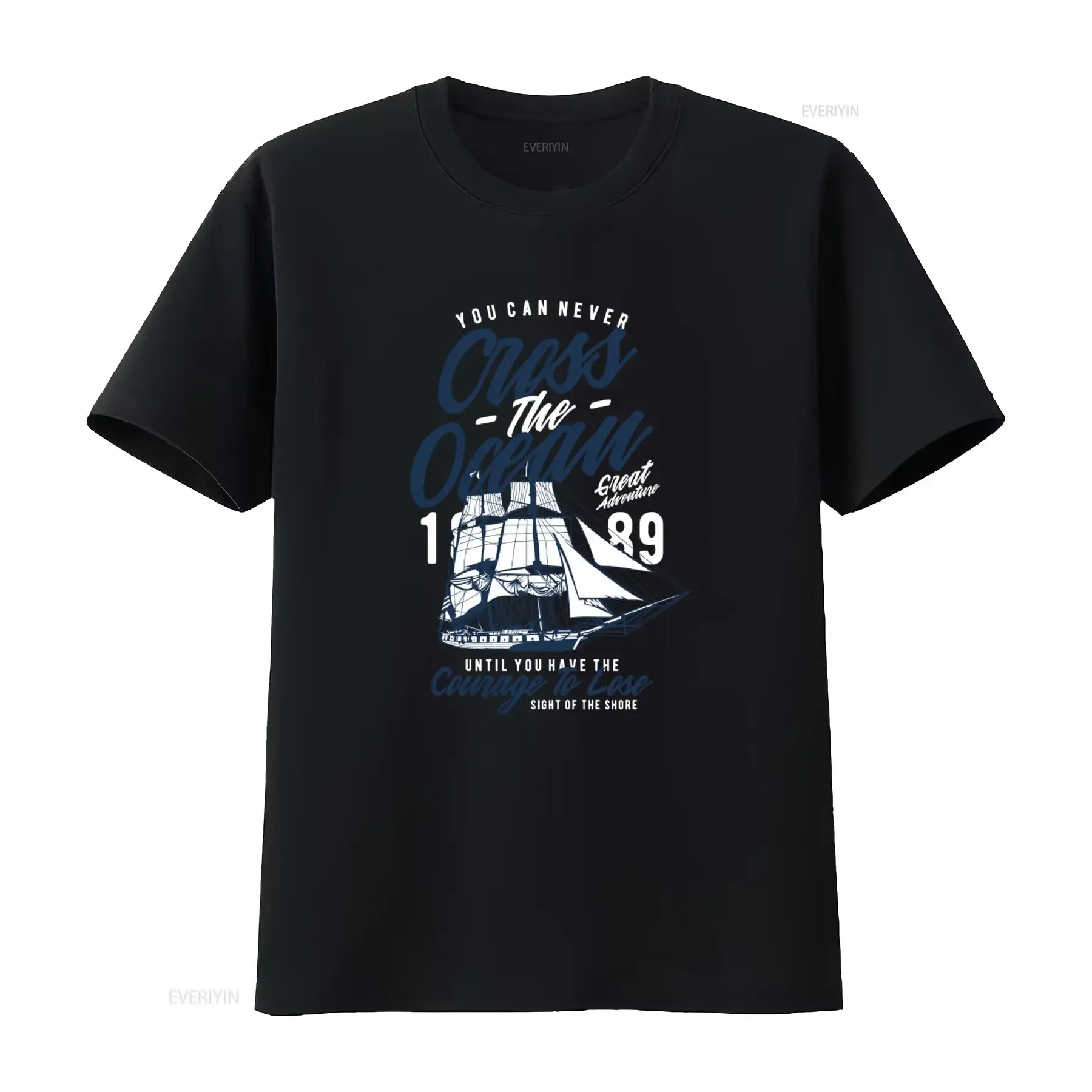 Cross The Ocean T Shirt Adventurous Caravel Design Courage To Lose Quote Motivational Great Adventure For Columbus Day vintage