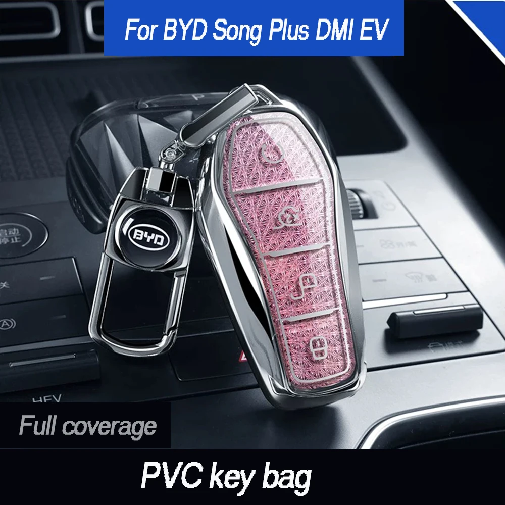 

For BYD Song Plus DMI EV 2023-2025 Car Styling PVC material Key Cover Protective Shell Case Buckle Modificated Auto Accessories