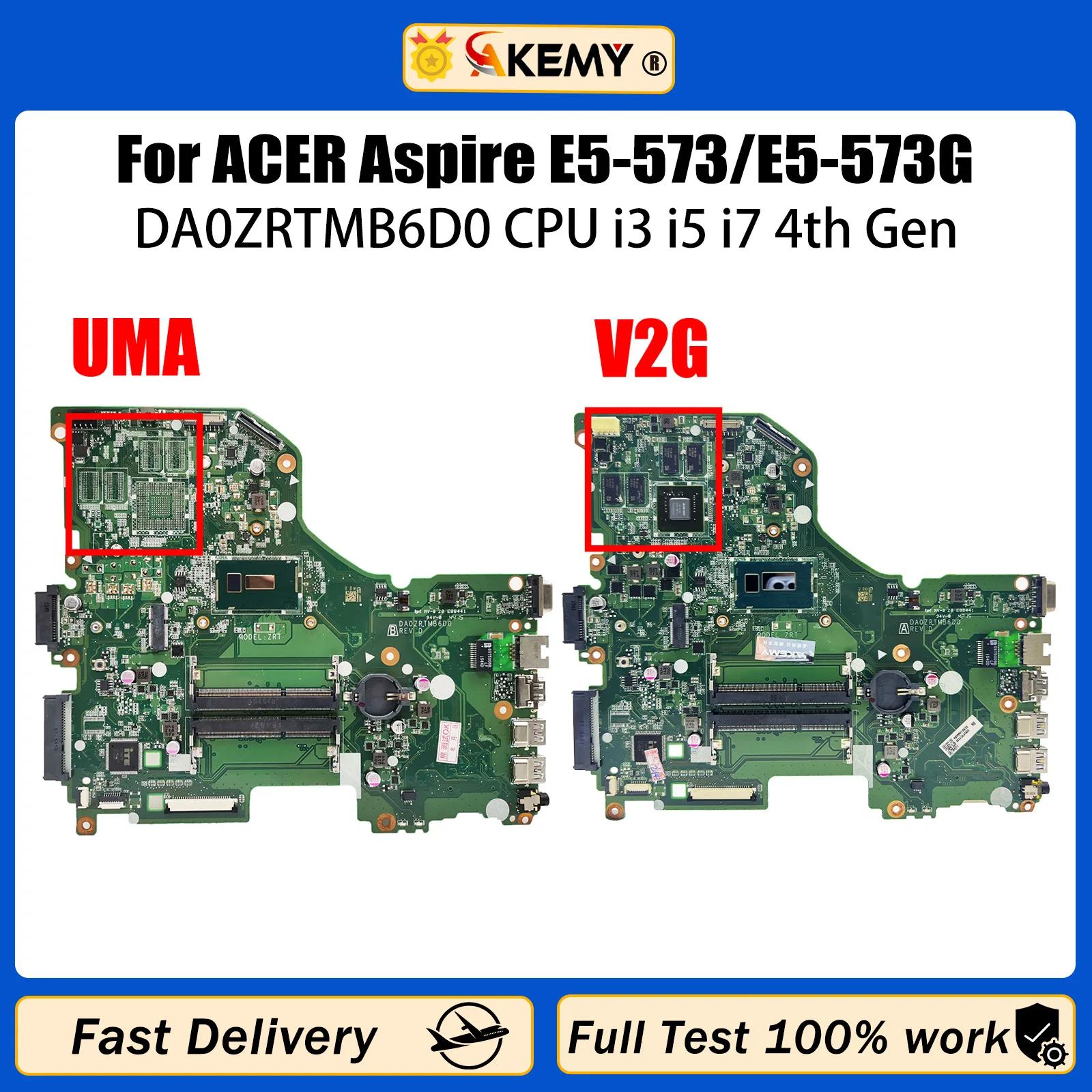 

AKEMY DA0ZRTMB6D0 For Acer Aspire E5-573 E5-573G Laptop Motherboard With Core I3 I5 I7 CPU GT920M ZR