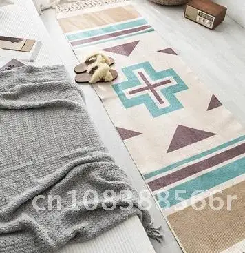 

Boho style home decor Handmade cotton Macrame Plant pattern tassel Anti-slip woven mat bedroom doormat floor bath rug carpet Bo