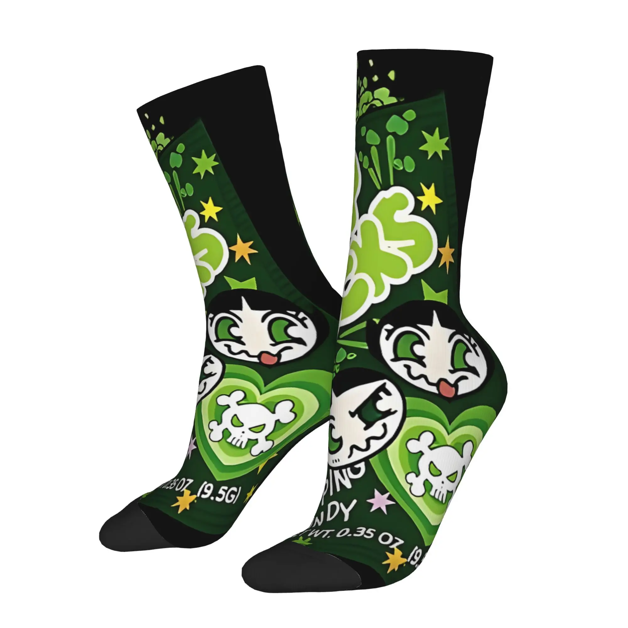 1 Pair Funny Crazy Sock for Men Green Apple Flavor Hip Hop Harajuku P-Pop Rocks  Pattern Printed Sock Novelty