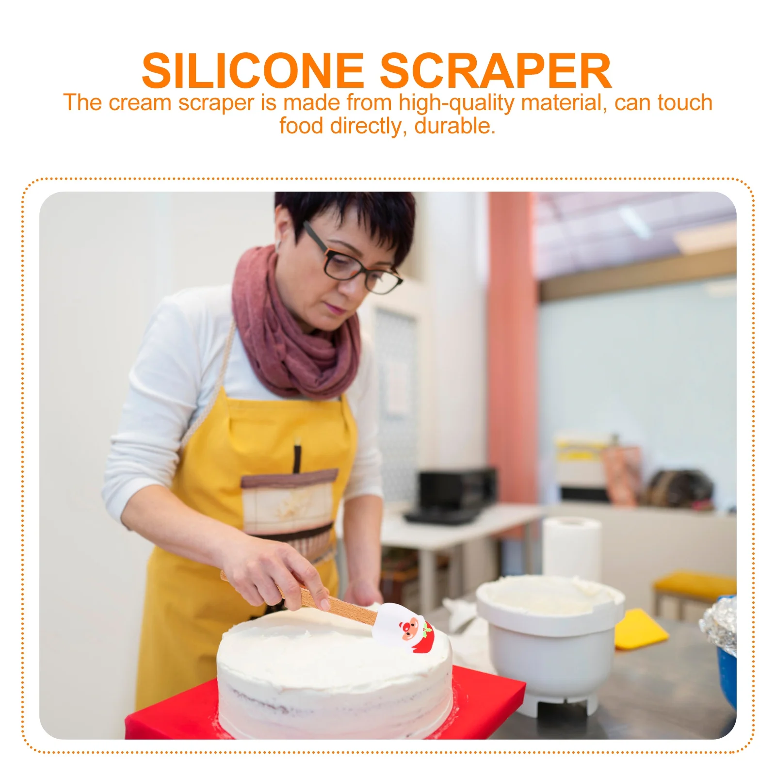 

2Pcs Cream Spreader Ergonomic Handle Silicone Spatula Food Safe Baking Supply for Home Bakery Hotel Christmas Theme Pastry