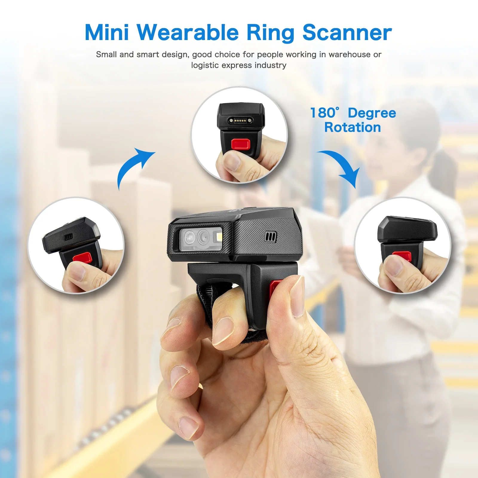 NETUM Bluetooth Wireless 2D Barcode Ring Scanner مع محرك زيبرا متوافق مع وظيفة Bluetooth و2.4 جيجا هرتز لنظام التشغيل Windows