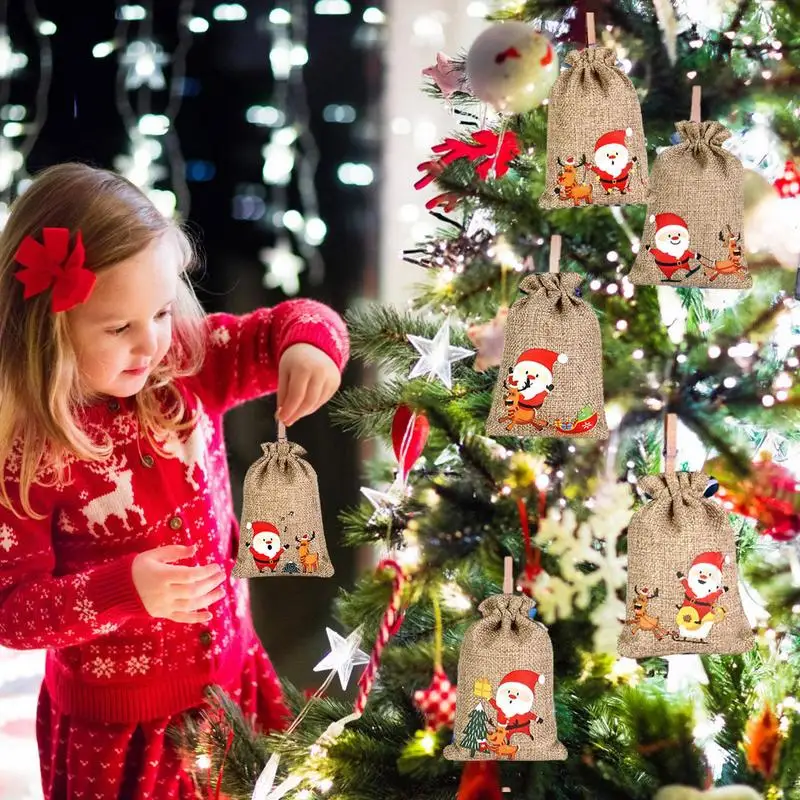 2025 natal advento calendário sacos de presente 24 dias natal navidad pendurado doces e presente saco com cordão para festa de natal