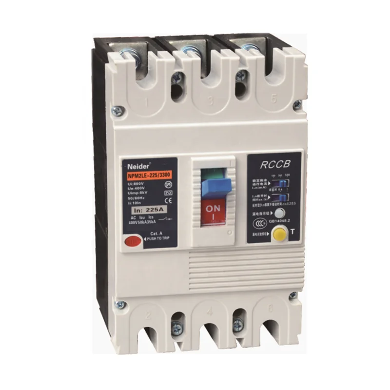 RCCB NPM2LE-225 3P+N  Moulded Case Residual Current Circuit Breaker