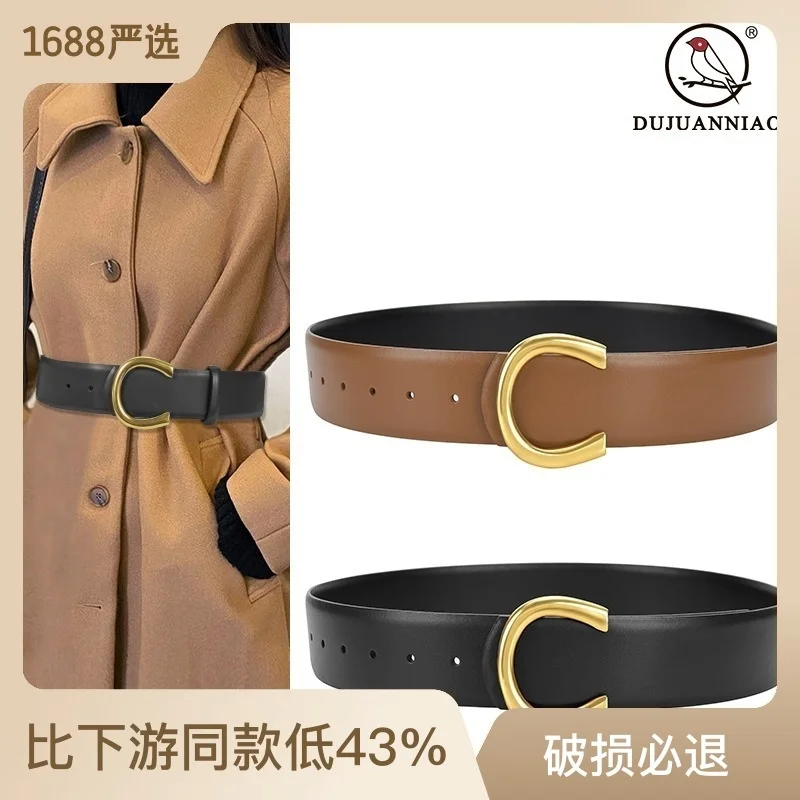 

100% genuine real leather Women's belt cow women's ultra wide with decorative versatile trouser