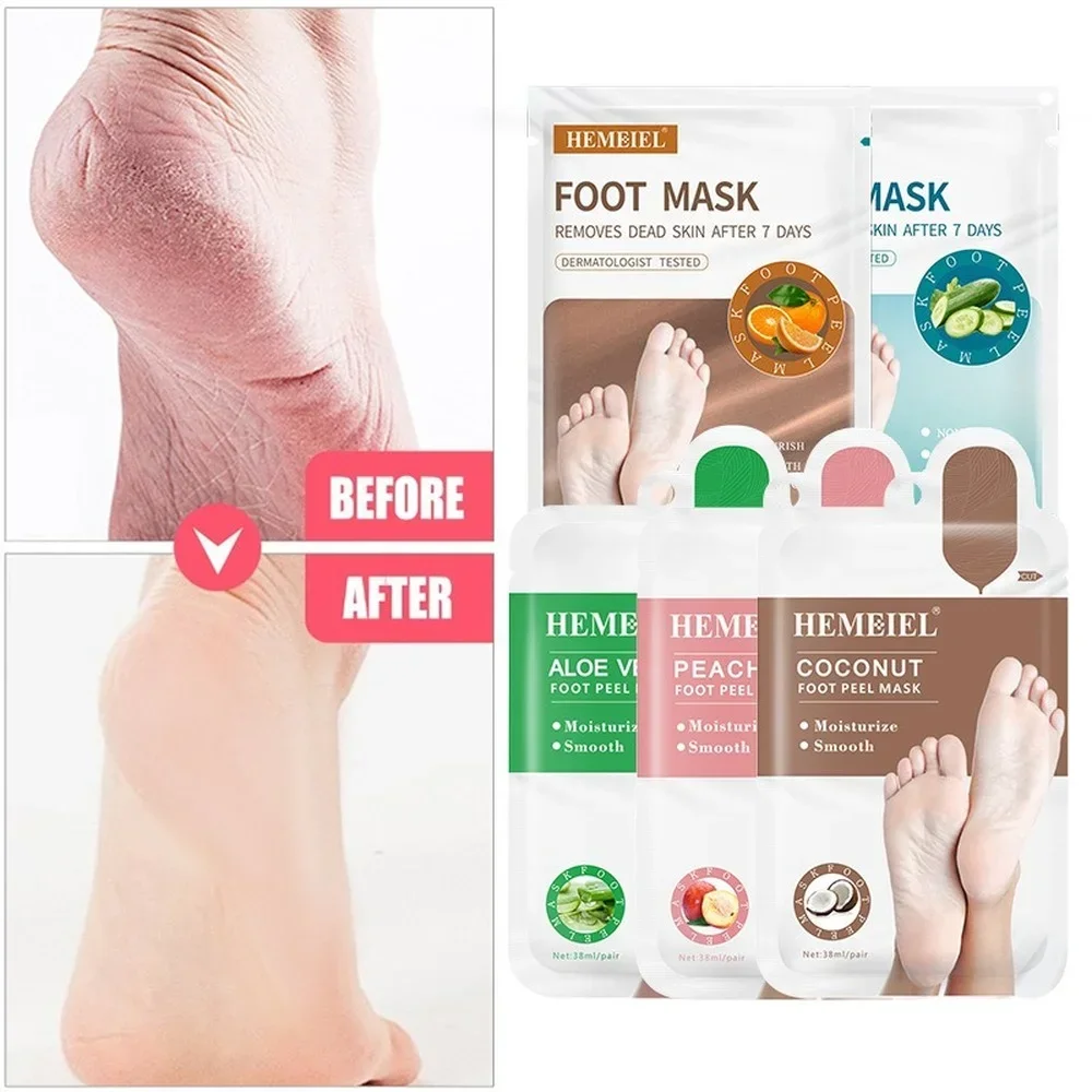 Máscaras esfoliantes para pés, meias para pedicure, esfoliação para pés, máscara para remover pele morta, calcanhares, máscara peeling para pés, spa