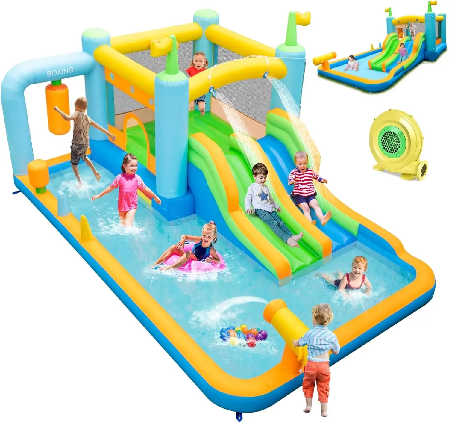 Inflatable Water Slide, Giant Water Bounce House for Kids Backyard, Toddler Indoor Outdoor Blow up Jump Castle Waterslides Infla