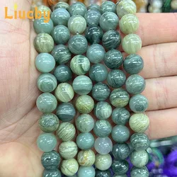 Natural stone Green Grass Silk Smooth beads For Jewelry Making DIY Handstring Accessories Bracelets 15