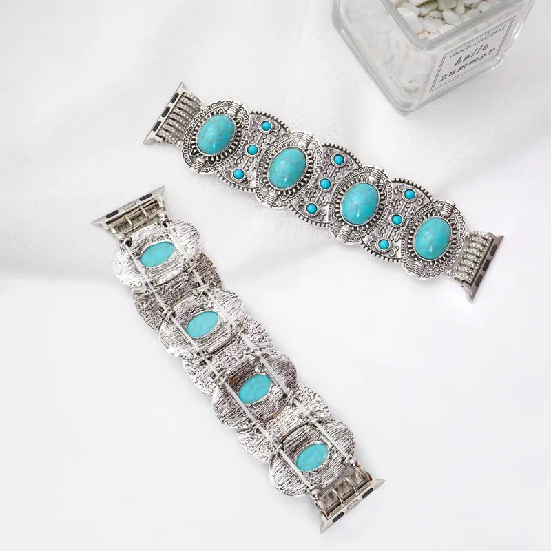 Bohemia Jewelry Bracelet Strap for Apple Watch 2 3 4 5 6SE Elastic Vintage Beaded Band for iWatch 49Ultra 7 8 9 40/44mm 41/45mm