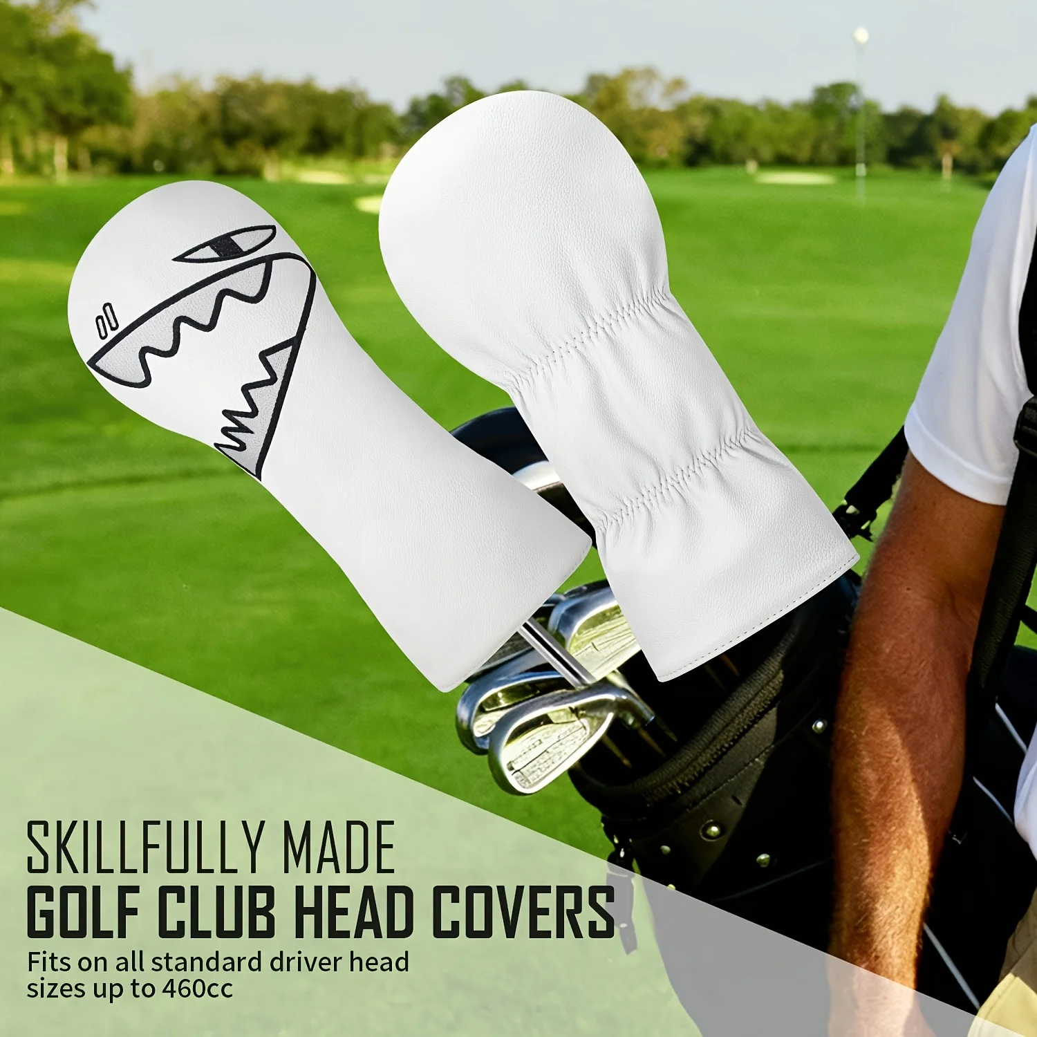 1pc/4pcs Driver, Fairway, Hybrids Headcover - Shark Design Style Golf Club Cover Suitable for Male and Female view 4