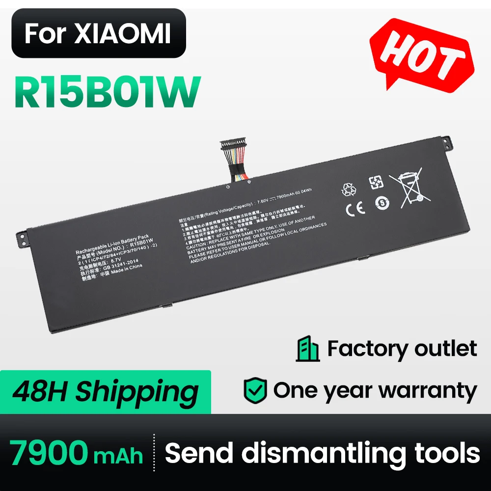 Keyuan new 7900mah R15B01W 15.6 inch for Xiaomi battery Pro GTX/RUBY/171501-AF/AQ Laptop Replacement Batteries