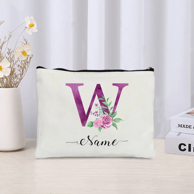 Personalisatie Eerste Bloemen Cosmetisch Zakje Organizer Vrouwen Noodzaak Toiletartikelen Opslag Lippenstift Make-Up Monogram Clutch