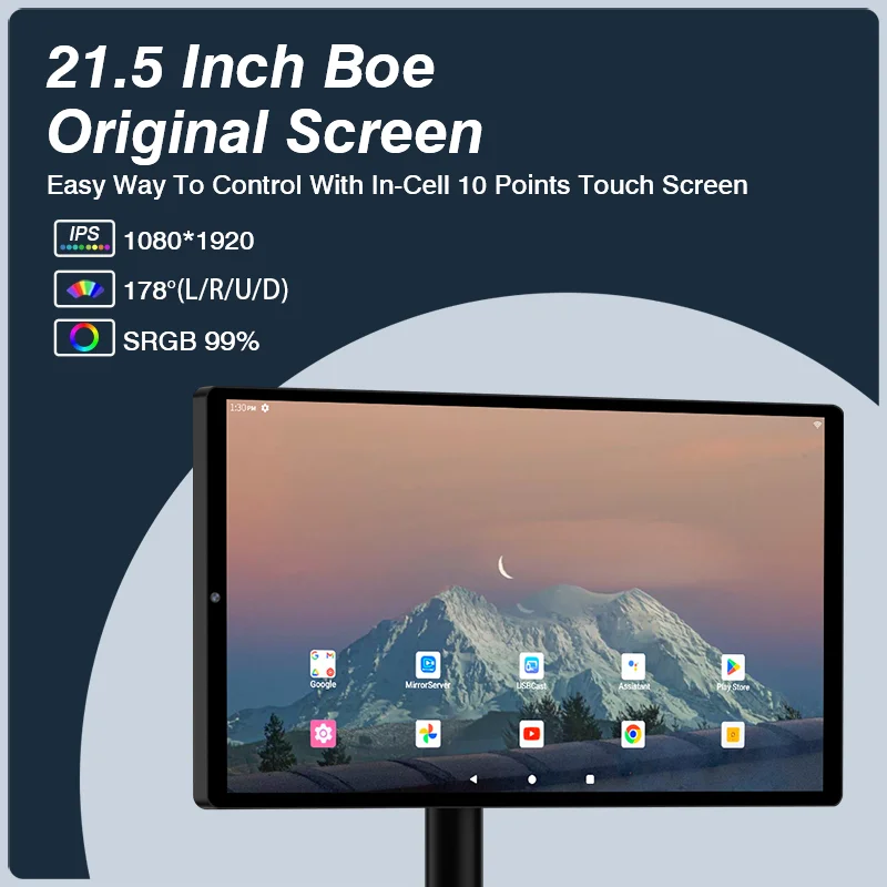 Écran tactile TV portable, système Android 12, sans fil, mouvement à volonté, Smart TV, caméra intégrée, HD, Stand By Me, 21.5 pouces