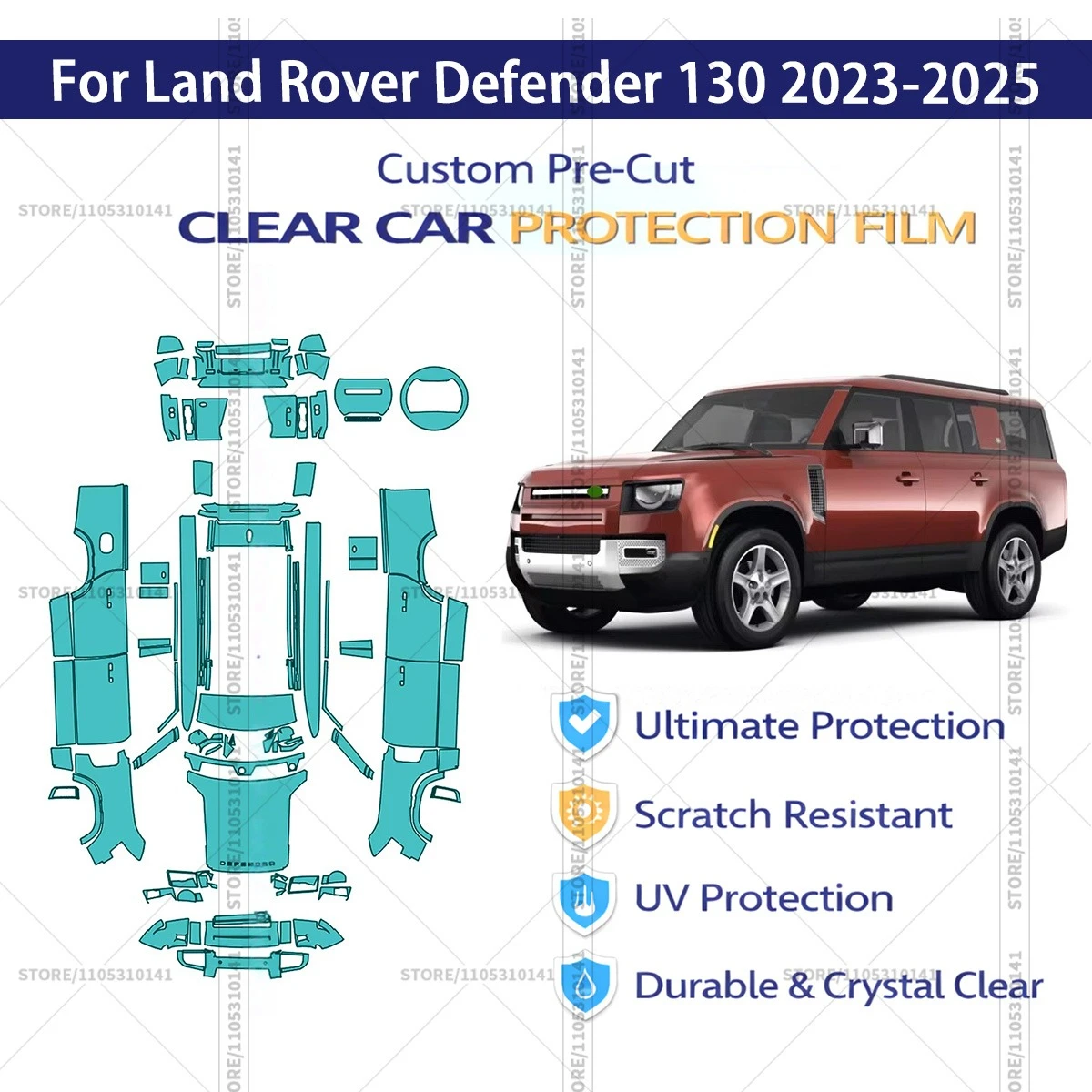For Land Rover Defender 130 2023-2025 Pre-Cut Paint Protection Film PPF Transparent Car Film Automotive PPF Full Vehicle