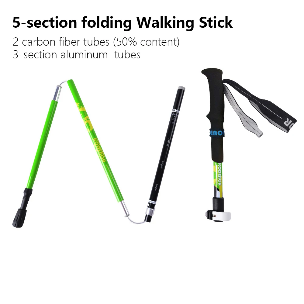 Imagem -02 - Folding Carbon Fiber e Alumínio Alloy Walking Stick Trekking Poles Muleta de Caminhadas ao ar Livre Seções Pcs