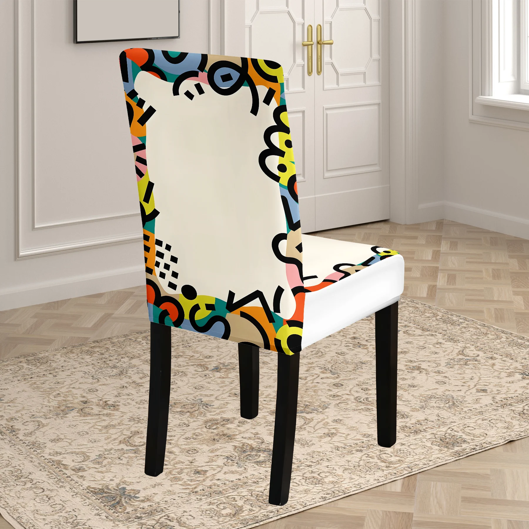 2026 New Elastic All - inclusive Chair Cover, Colorful Graffiti Art Print, Summer Outdoor & Indoor Use, Wa