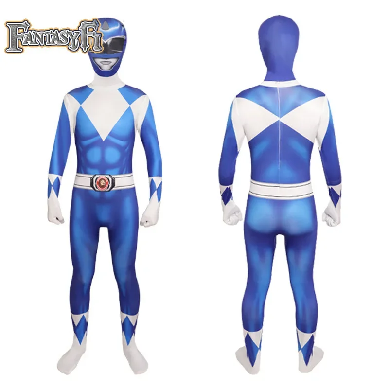 Fantasia Power Samurai Rangers ภาพยนตร์คอสเพลย์เครื่องแต่งกายผู้ใหญ่ Morpher Mighty Morphin หน้ากาก Jumpsuit Zentai สูทฮาโลวีน