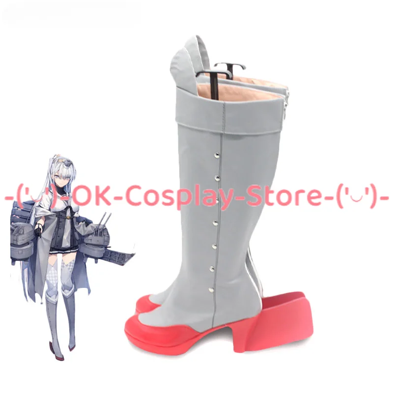 Anime Fuyuzuki Cosplay Sapatos, Sapatos de couro PU, Botas de Carnaval de Halloween, Adereços Personalizados, Coleção Kantai