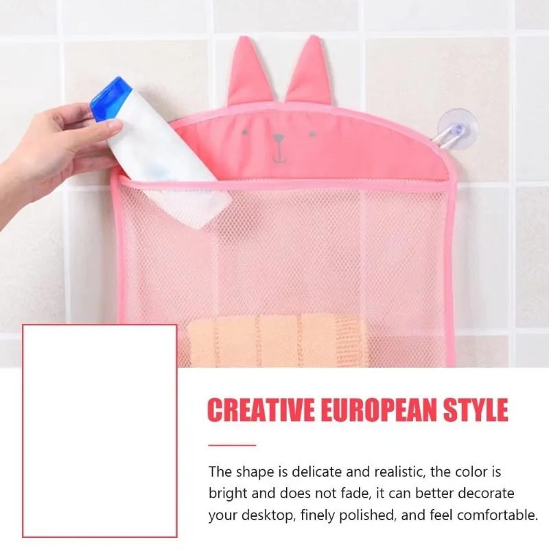 Baby Shower Toy Cute Duck Frog Net Toy Storage Bag Strong Suction Cup Baby Shower Game Bag Bathroom Organizer Water Toy view 2