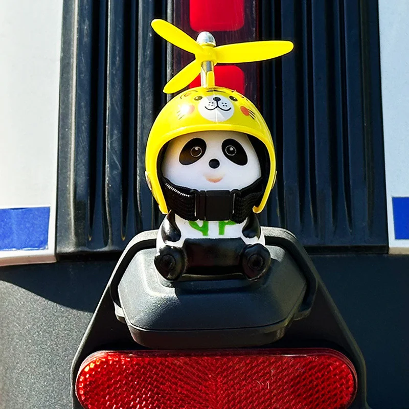 1set Cute panda For Motorcycle Bicycle Rubber Mini Duckling Motorbike Ornaments Accessories