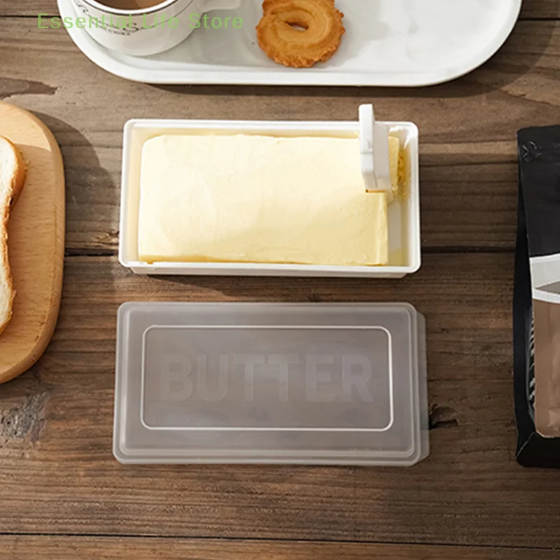 1Pc Butter Dish With Cover Butter Fresh-keeping Box With Cutter Slicer Countertop Butter Box For Home Cheese Storage Box