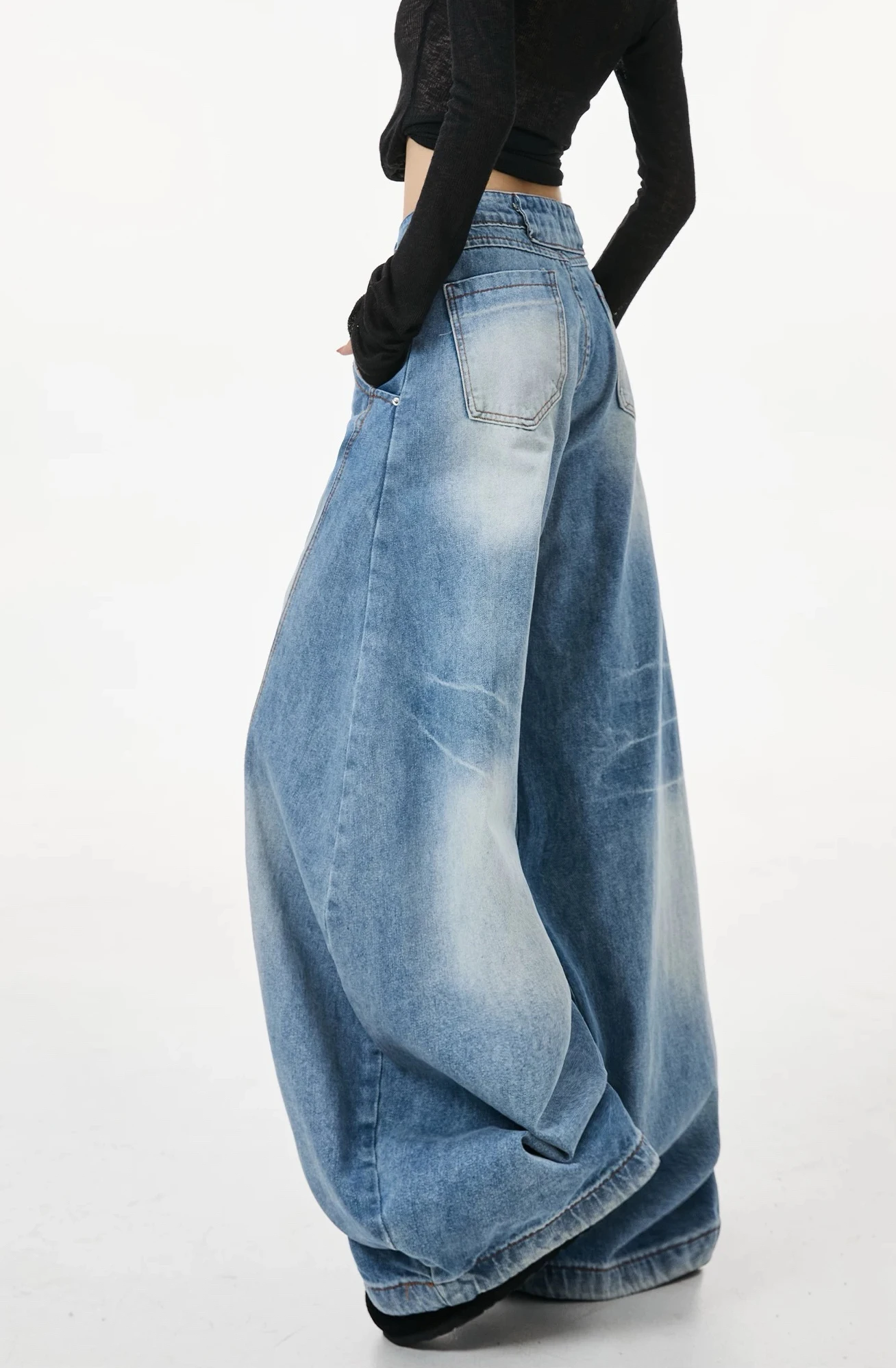 Y2K Wide Leg Jeans Women American Retro Cowboy High Waist Slimming Loose Straight Drop Pants