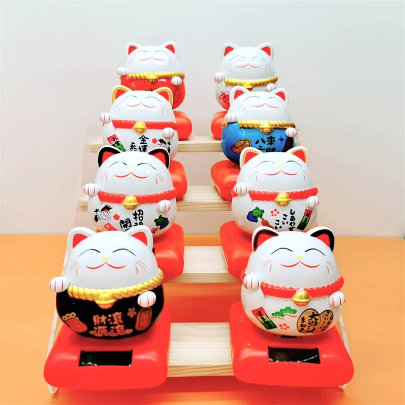 Solar Lucky Cat Ornaments for Car Dashboard Installation Cute Decorative Ornaments Car Supplies