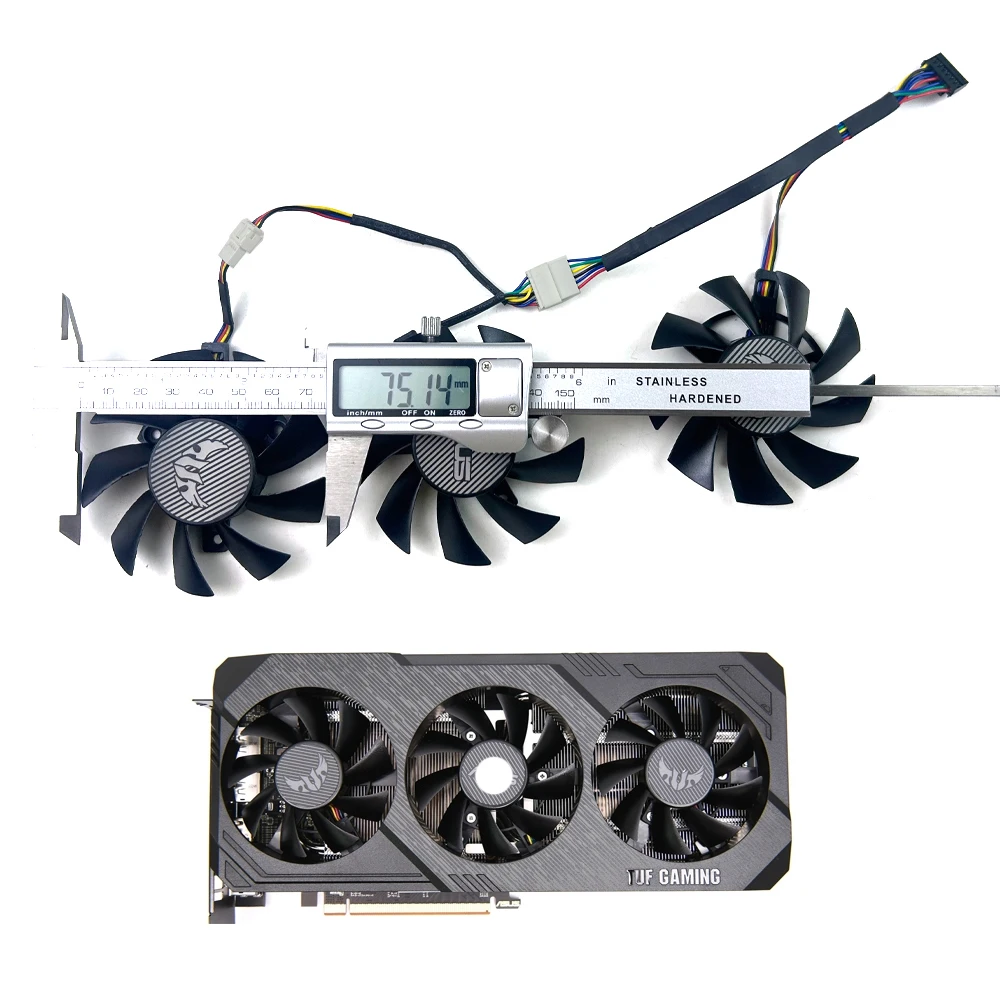 

Охлаждающий вентилятор 75 мм 7PIN PLA08015S12HH FD8015U12D для ASUS TUF GTX1660Ti 1660super RX 5700 XT TUF X3 OC вентиляторы видеокарты