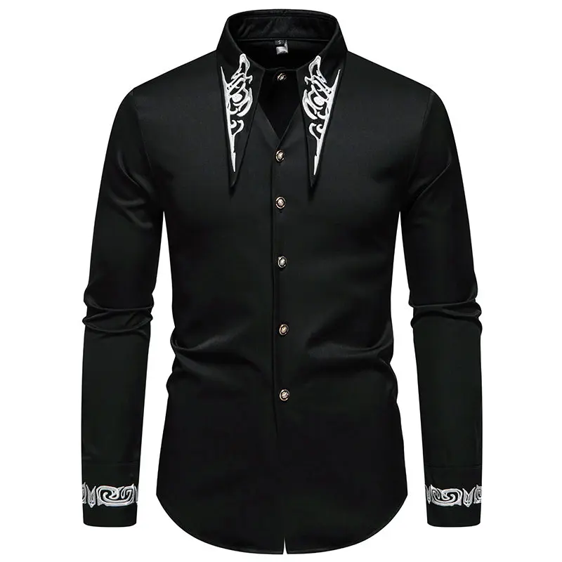 Luxury African Shirt Formal for Men Embroidery Designer Long Sleeve Ethnic Style Gentleman Business Elegant Party Dress Shirts