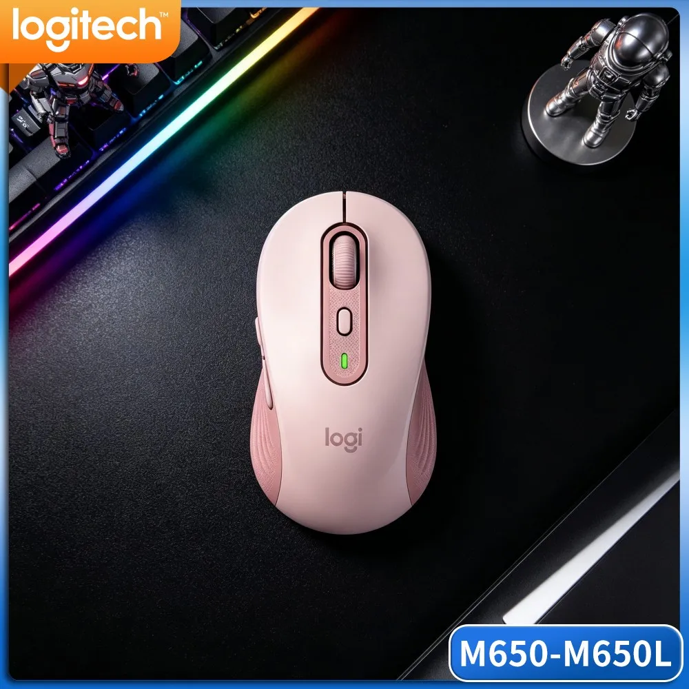 Logitech M650/M650L Wireless Ergonomic Mouse Smart Adaptive Scroll Soft Thumb Rest Multi Device Pairing Daily Office Computing