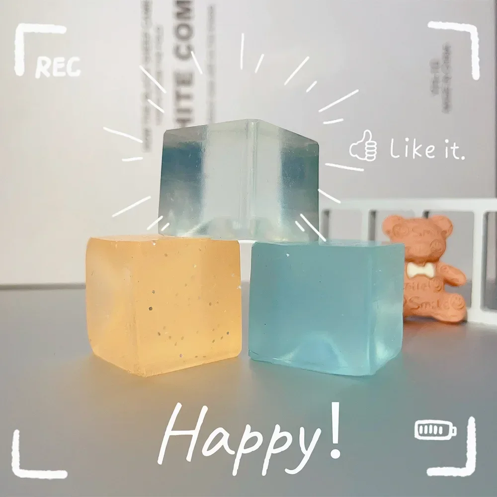 14 pezzi mini cubetti di ghiaccio giocattoli antistress rilascio stress trasparente piccolo blocco di ghiaccio pizzico bambini spremere giocattolo regali di compleanno