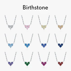 MODIAN 925 Sterling Silver Hearts December Birthstone Pendant Necklace Both Sides CZ Link Chain Necklaces For Women Fine Jewelry