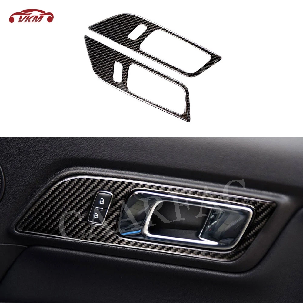 

Carbon Fiber Car Door inner Handles Frame Trims For Ford Mustang 2015 -2017 Door Bowl Decorative Stickers Cover