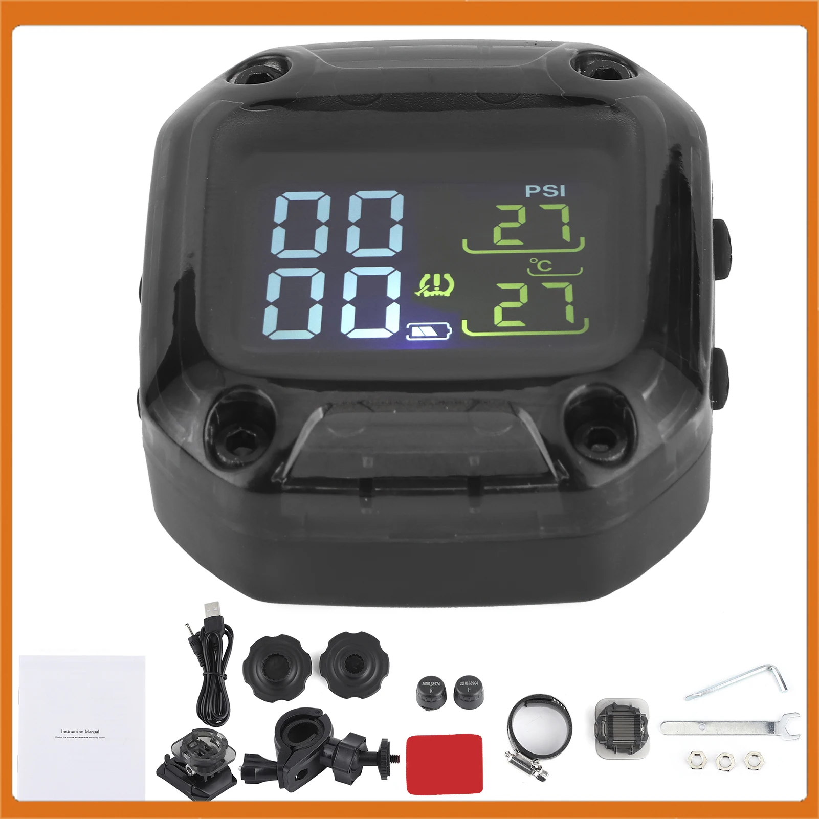 

Bike TPMS Wireless Motorcycle TPMS Real Time Tire Pressure Monitoring System High Accuracy with 2 Sensors Tire Pressure Detector