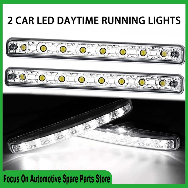 

2Pcs 12V Daytime Running Lights Car Driving DRL Fog Lamp 8 LED Lights Super White Car Daytime Running Lights Accessories