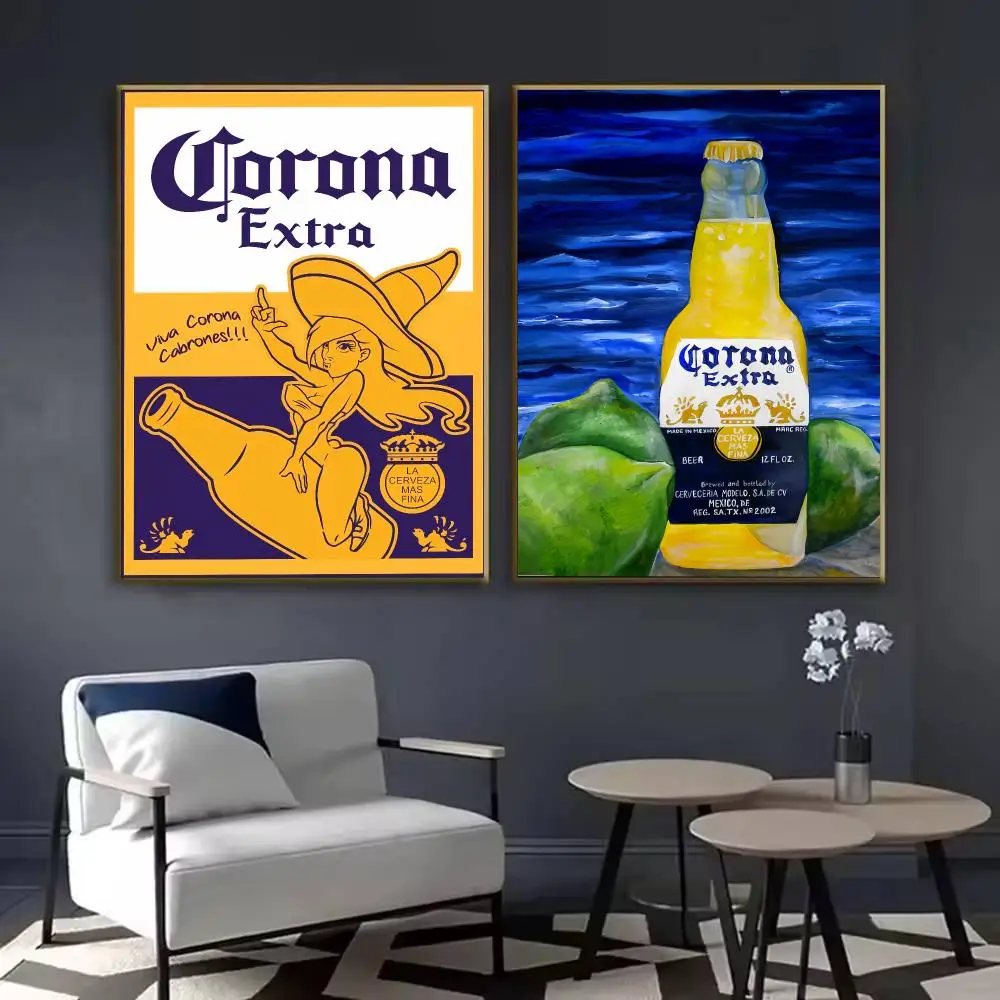 C-Corona Wine Beer Poster Waterproof Sticky Wall Art Print For Bedroom Living Room Hallway Bar Home Decor