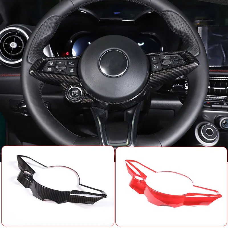 ABS Carbon Fiber For Alfa Romeo Giulia Stelvio Tonale 2020-2023 Car Steering Wheel Decorative Frame Sticker Car Accessories