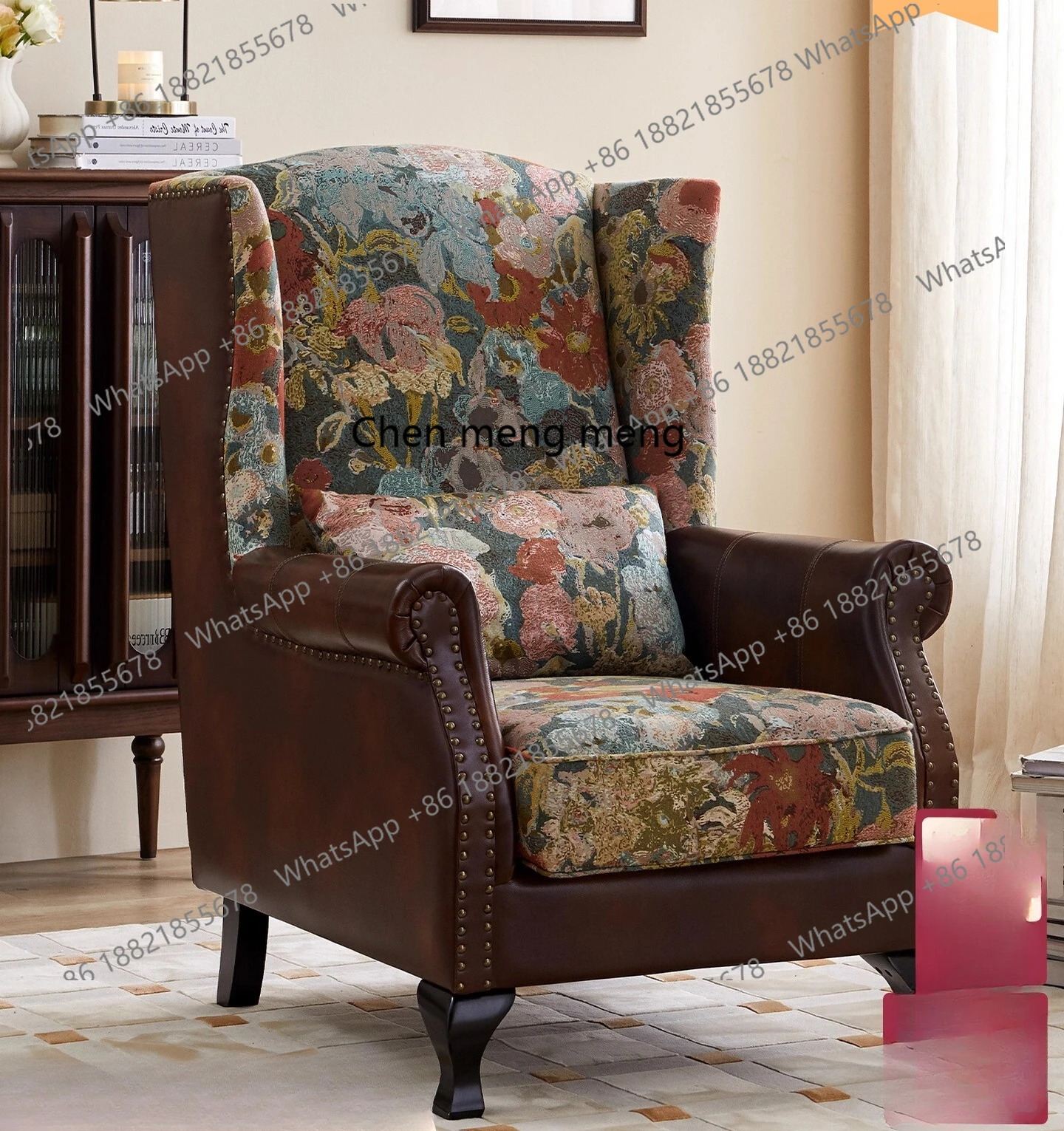 

American retro tiger chair small apartment living room bedroom single sofa leisure chair high back armchair