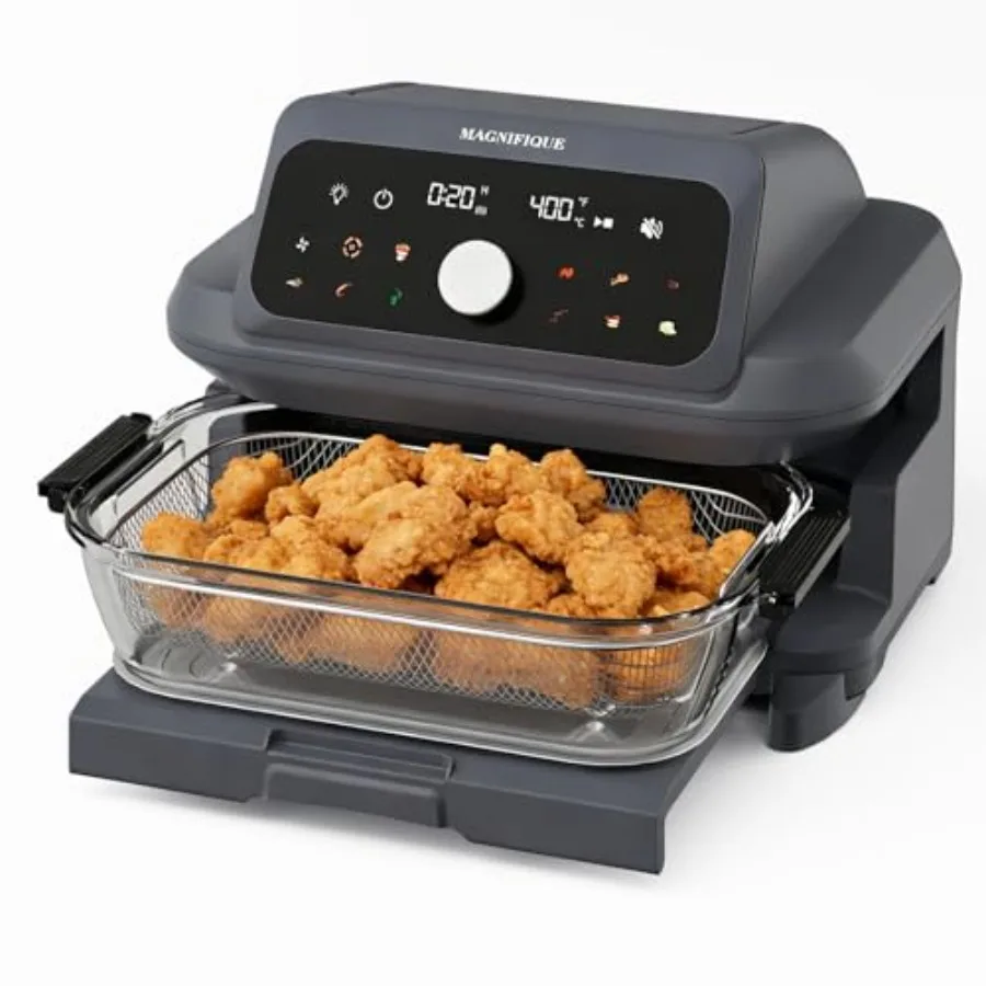

Air Fryer Casserole for Kitchen Use, Glass Material, Transparent Color, Non-Toxic 12-in-1 Digital Touchscreen with Full Glass W