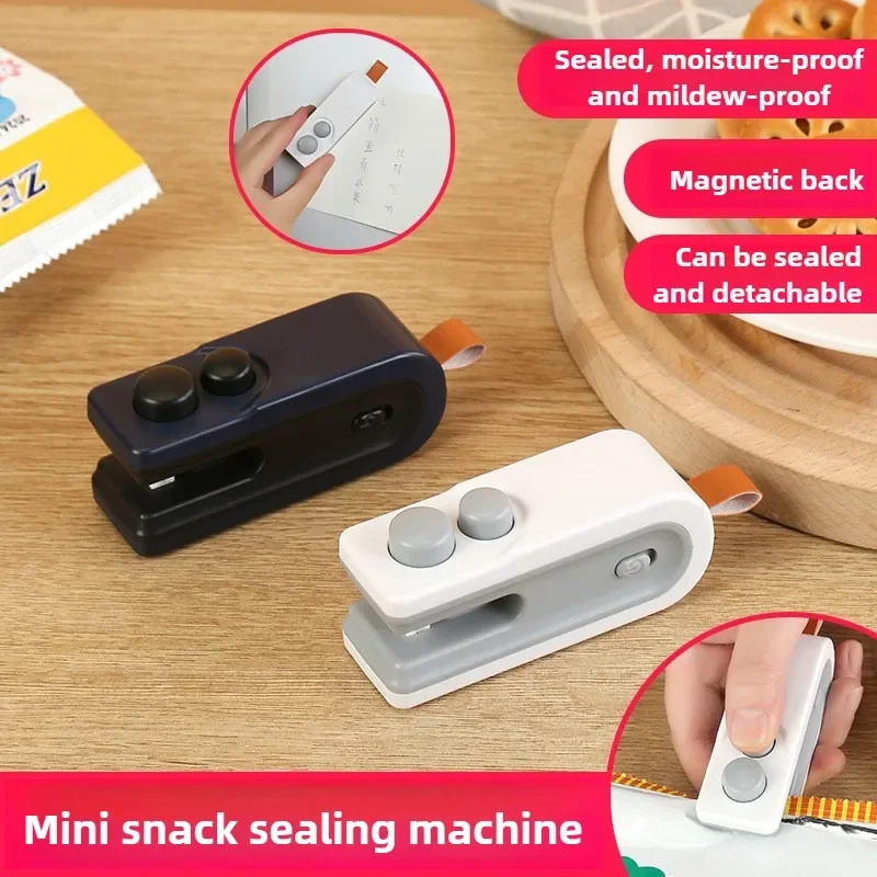 Rechargable 2 in 1 Mini Bag Heat Sealer Storage Package Snack Sealer Clip Handheld Plastic Bag Heat Sealing Machine USB