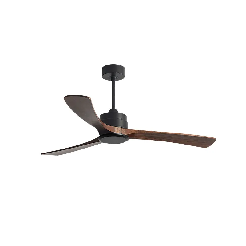 52 Inch Low Profile Ceiling Fan With Light 3 Carved Wood Fan Blade Modern Flush Mount Ceiling Fan Noiseless Reversible DC Motor