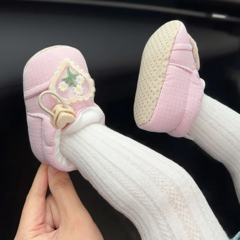 Spring Baby Girls Lace Princess Pre Walker Shoes Soft Sole Learning Shoes Non Slip Anti Lost for 0-18 Months